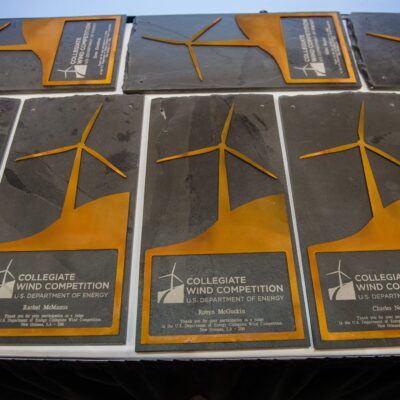 Slate and patina steel custom award plaque with laser etching