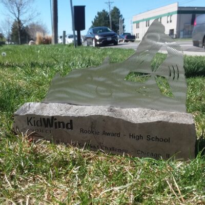 Gray sandstone and brushed steel award