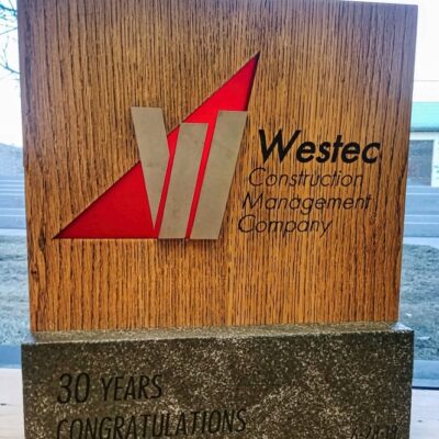Custom award - stone steel acrylic and wood